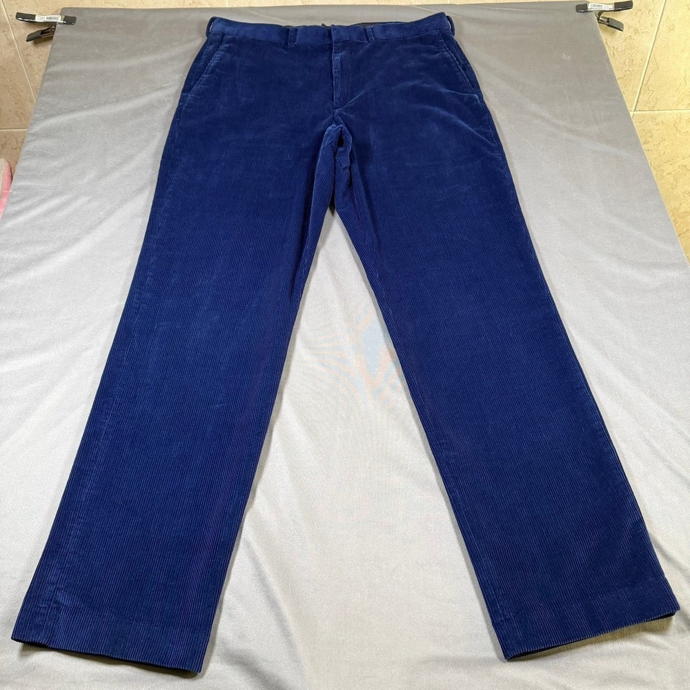 Lands End Tailored Fit Mens 36 Blue Corduroy Pants Wide Wale Casual Dress